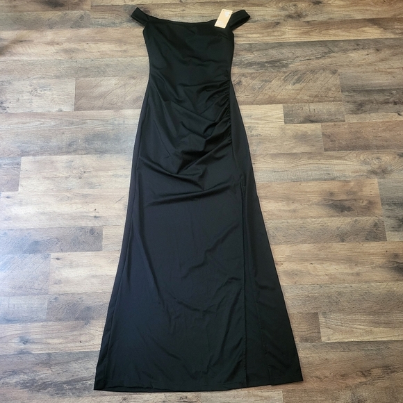 Popilush Black Off-the-Shoulder Shapewear Tummy Control Maxi Dress Size XS - Picture 5 of 11